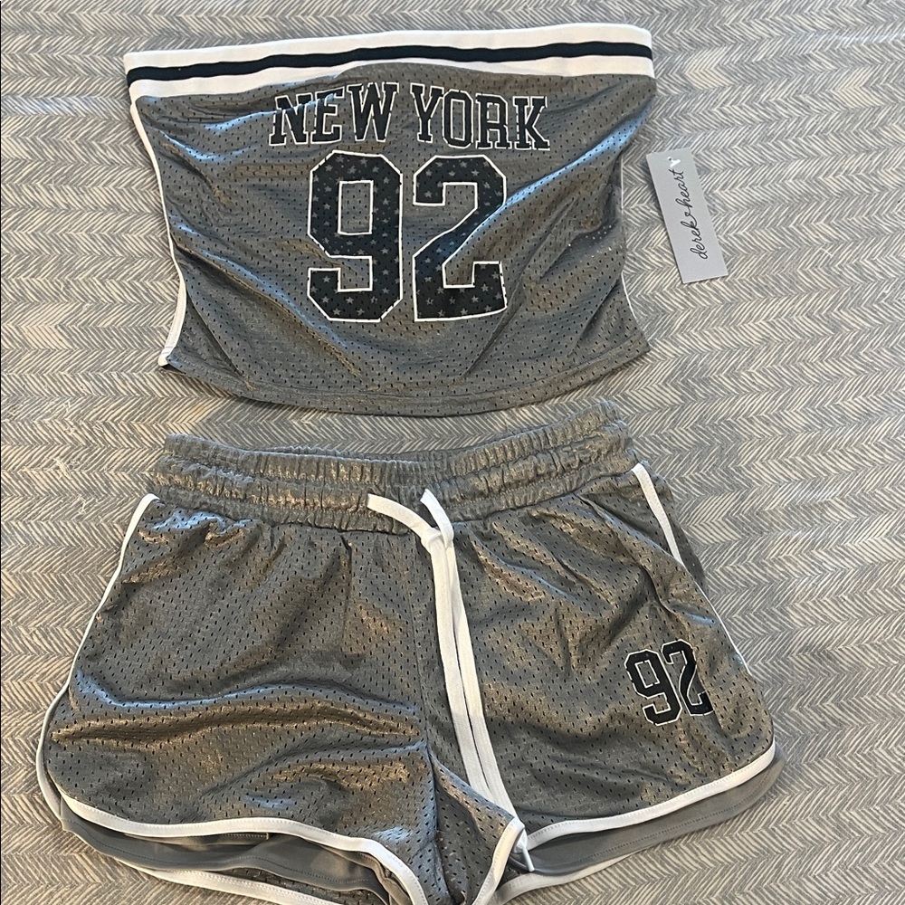 Derek Heart Gray Athletic Shorts with New York Print